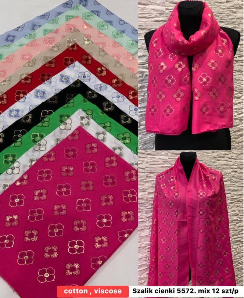 Szaliki damskie Roz Standard, Mix Kolor Paczka 12 szt